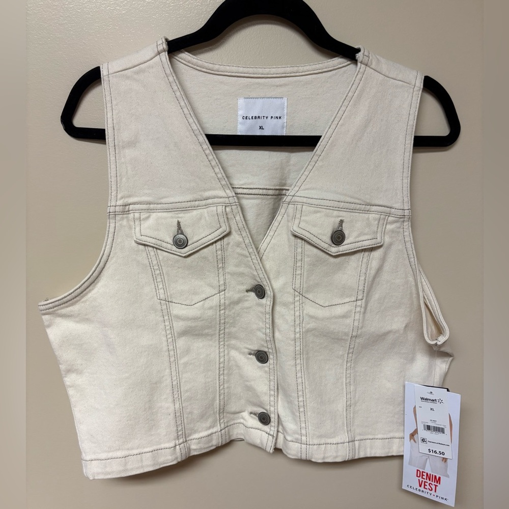 Celebrity Pink Off-White Denim Vest